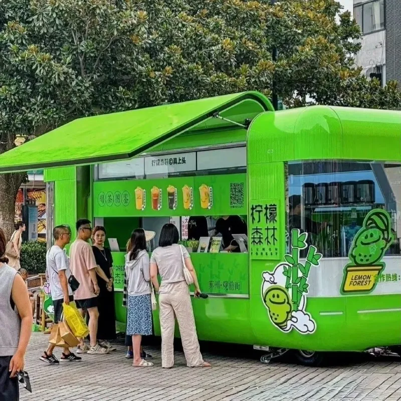 مقطورات شاحنة الوجبات السريعة المجهزة بالكامل، مقطورة طعام قابلة للقطر للمطابخ المتنقلة