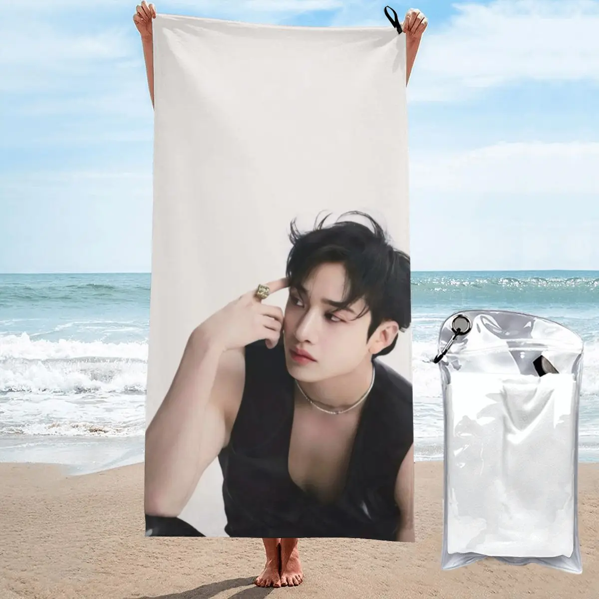 Quick Drying Bath Towels KPOP Bang Chan Oversized Printing Towel Super Absorbent Pool Towel Blanket