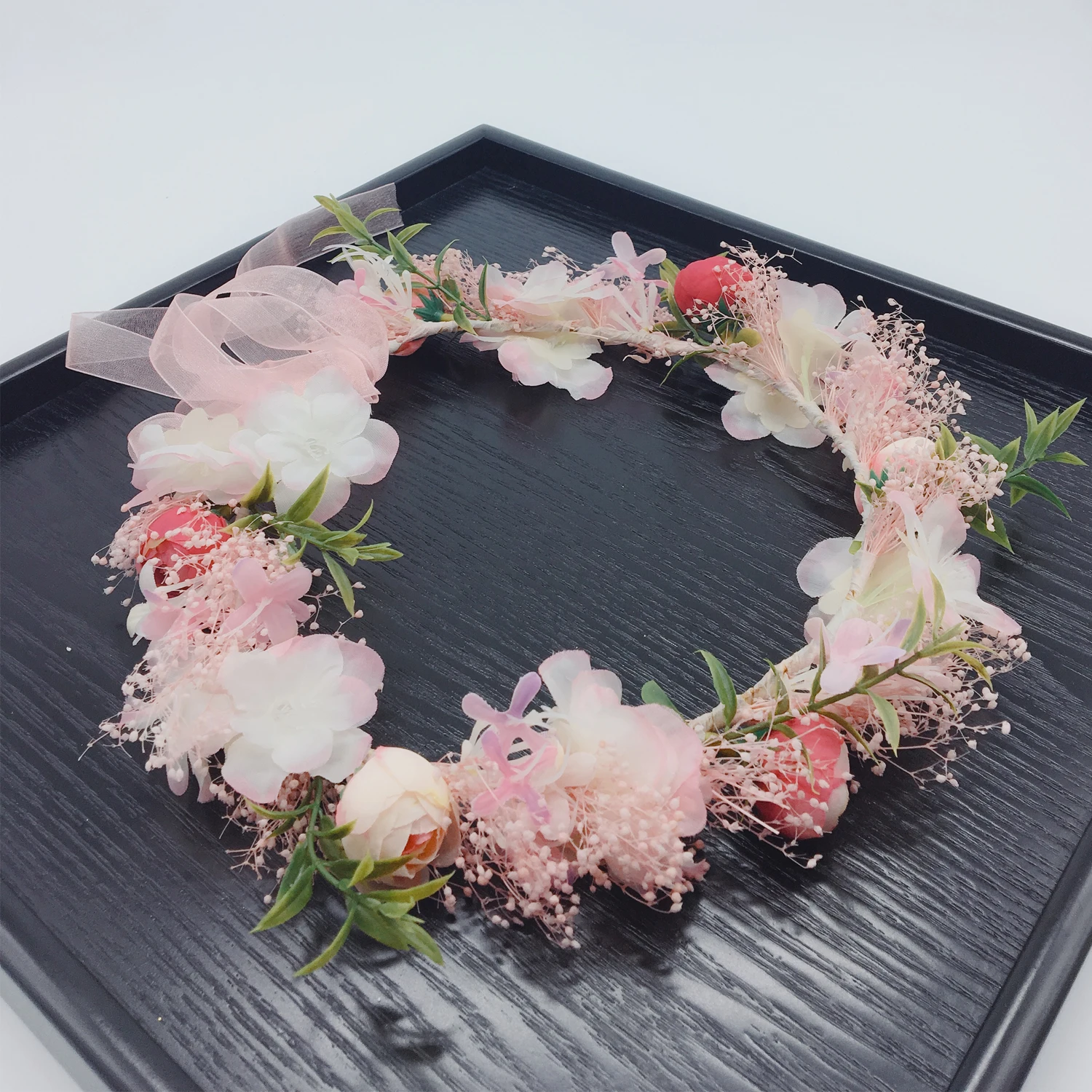 Real small white Flower Wreath bridal headband headdress ornament Kids children Flower Crown hair accessories adjustable garland