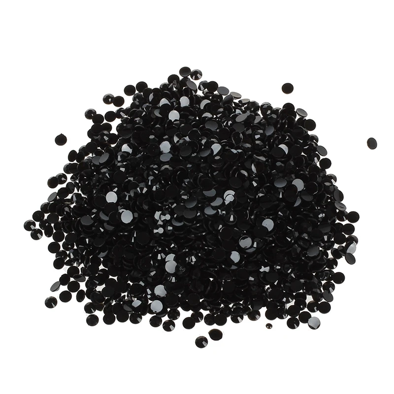 6000Pcs Crystal Flatback Acrylic Rhinestones Beads Nail Art (Black)