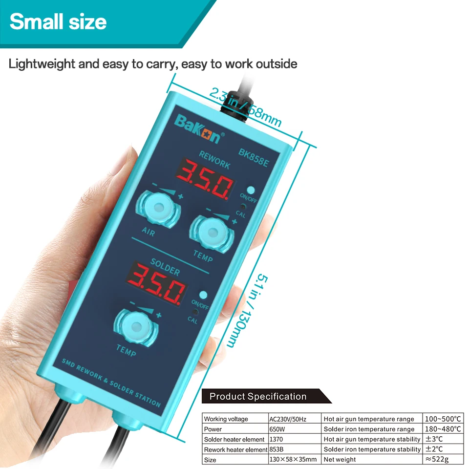 Imagem -06 - Bakon em Estação de Solda de ar Quente para Bga Pcb Smt ic Reparação Portátil Estação de Retrabalho de Solda Ferramentas de Dessoldagem Bk858e