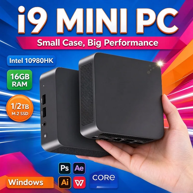 MINI 2026 Core i9 10980HK Windows PC 16GB RAM 1TB 2TB SSD WIFI BT5.2 4K HD Gaming Office Study Pc New Portable Mini PC