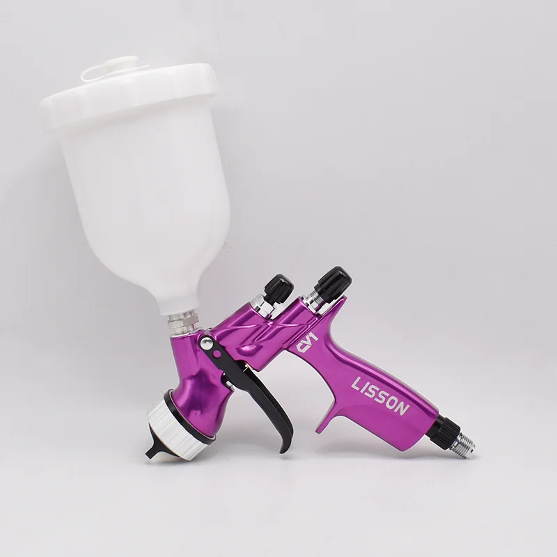 CV1 Purple Blue HVLP Spray Gun - 1.3mm Stainless Steel Nozzle with 600cc Capacity for Water-Based Paint and Automotive Varnish