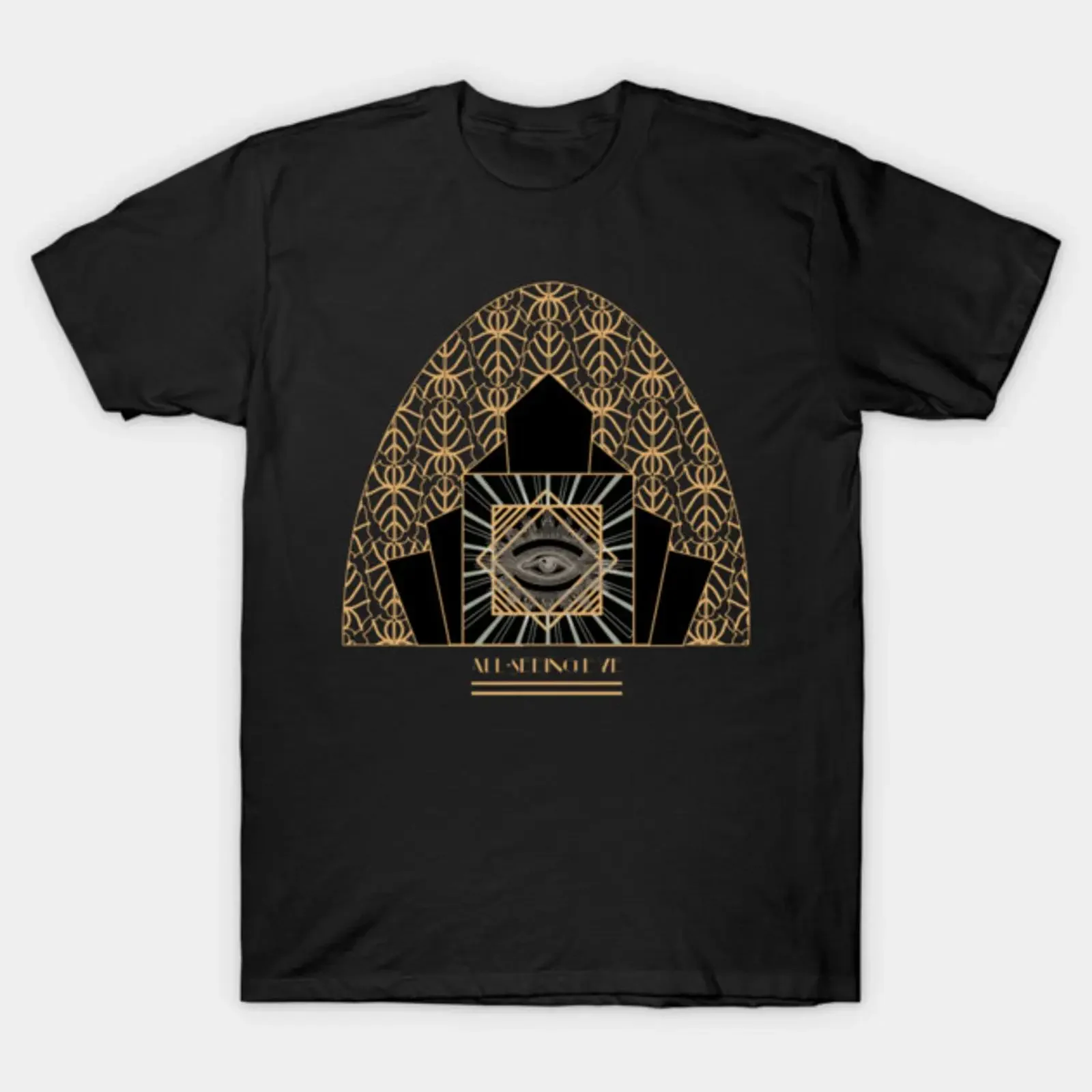 All Seeing Eye Art Deco T Shirt vintage Washed Soft Breathable Unisex Slightly Versatile homme streetwear Stylish graphic