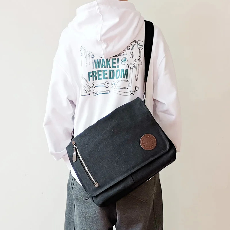 

Повседневная парусиновая сумка-мессенджер, мужская многокарманная сумка через плечо, винтажная простая почтовая сумка, сумка через плечо для студентов и молодежи