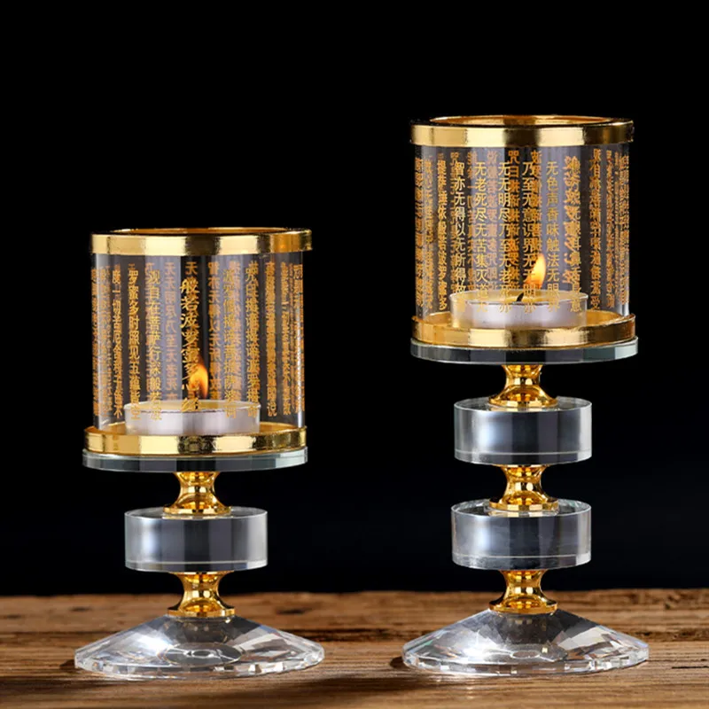 Buddhist Supplies Crystal Oil Lamp Holder Ornaments Windproof Lampshade Buddha Hall for The Candle Holders Decoration