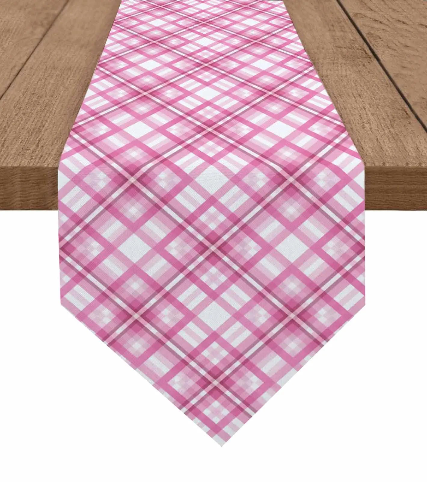 

Простая розовая, белая клетчатая скатерть, чехол из хлопка и льна, декор свадебного стола, скатерть, кухонный декор