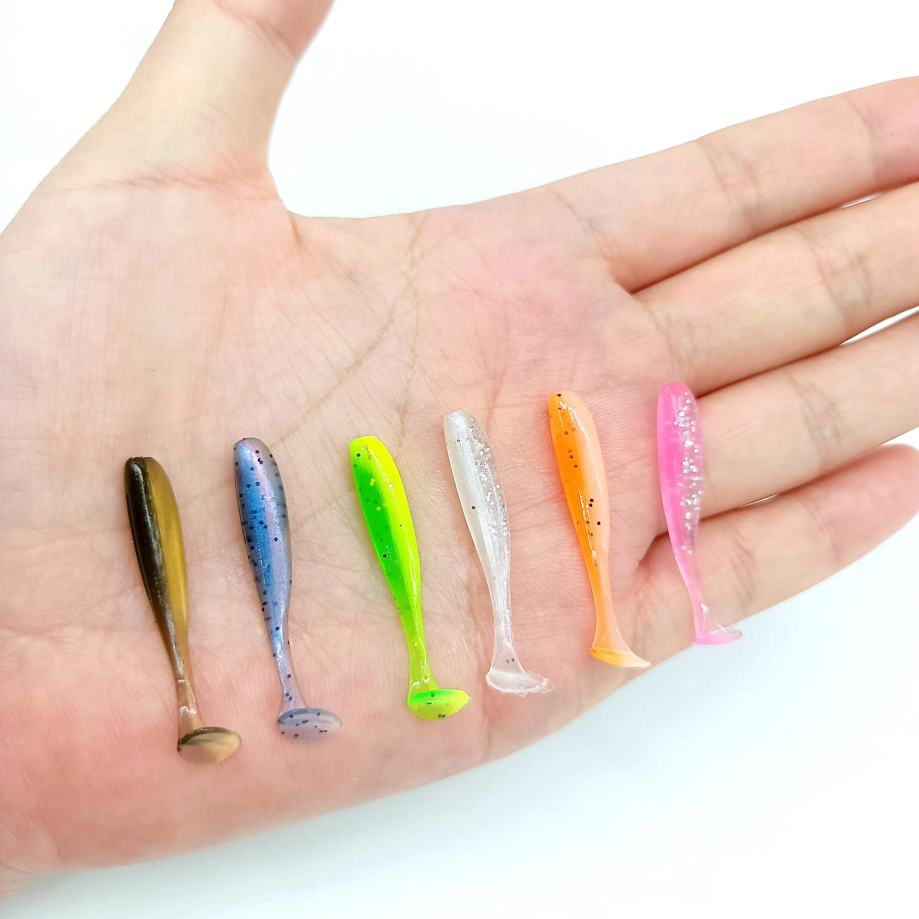 DUODUOYU 10PCS Micro Soft Fishing Lures 0.35g/35mm T-tail Worm Lure Small Artificial Bait Jig Wobblers Bass Pike Fishing Tackle