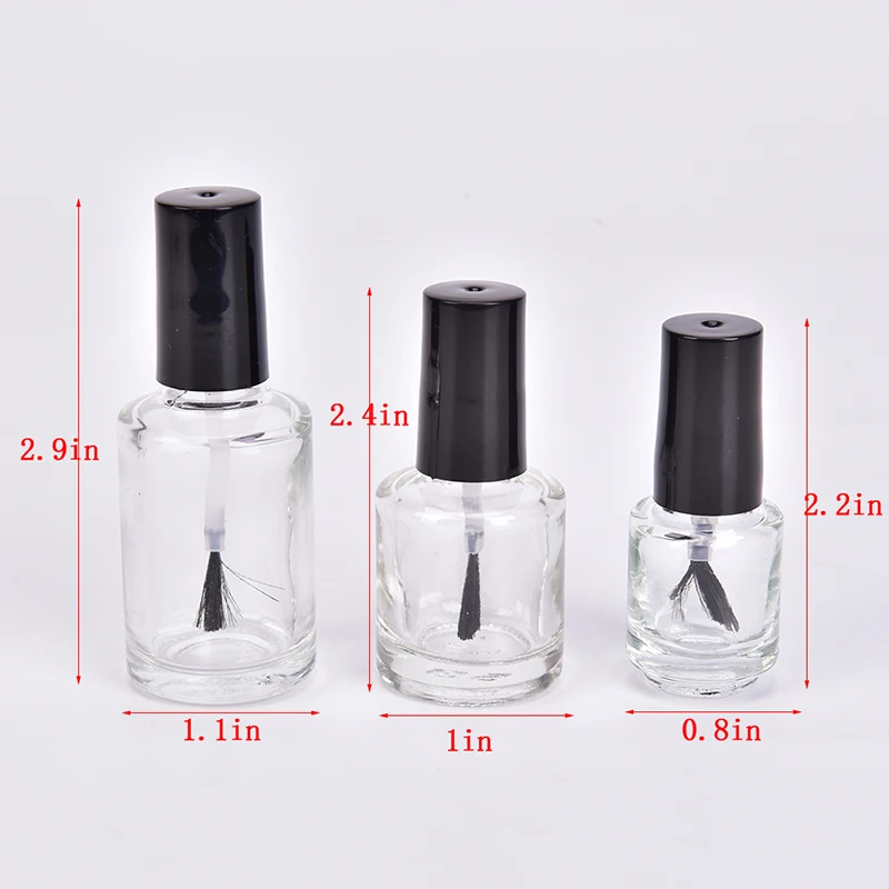 1Pcs 5/10/15ml Clear Glass Nail Polish Bottle with Brush 5ml Empty Refill Bottle Glue Bottle Small Sample Bottle