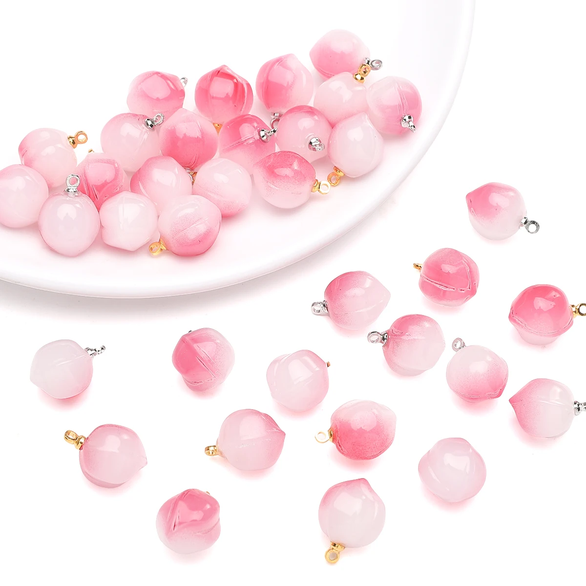 

13X17mm 5pcs/Bag Glass Pendant Peach Unique Loose Beads Handmade DIY Jewelry Bracelet Earrings Accessories Materials