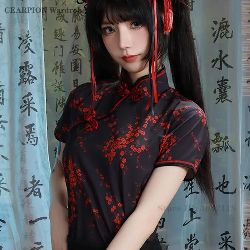 Big Size 3XL 4XL Improved Cheongsam Shirt Women Vintage Button Novelty Tang Clothes Traditional Chinese Top Slim Qipao Blouse