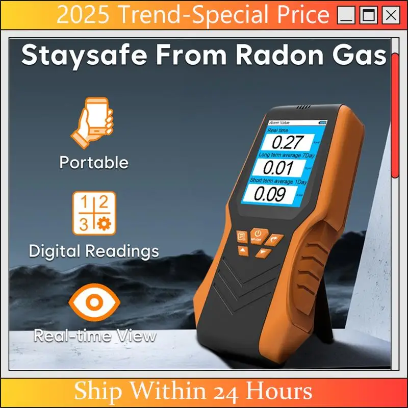(Lo último) Detector de Radón portátil con pantalla LCD en tiempo Real, precisión precisa a largo plazo/corto, promedio para el Kit de prueba escolar en el hogar