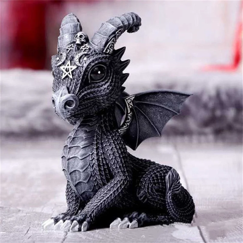 Halloween Magic Black Dragon Griffin Unicorn Mysterious Witches Statue Home Decor Figurine Christmas Desk Ornaments