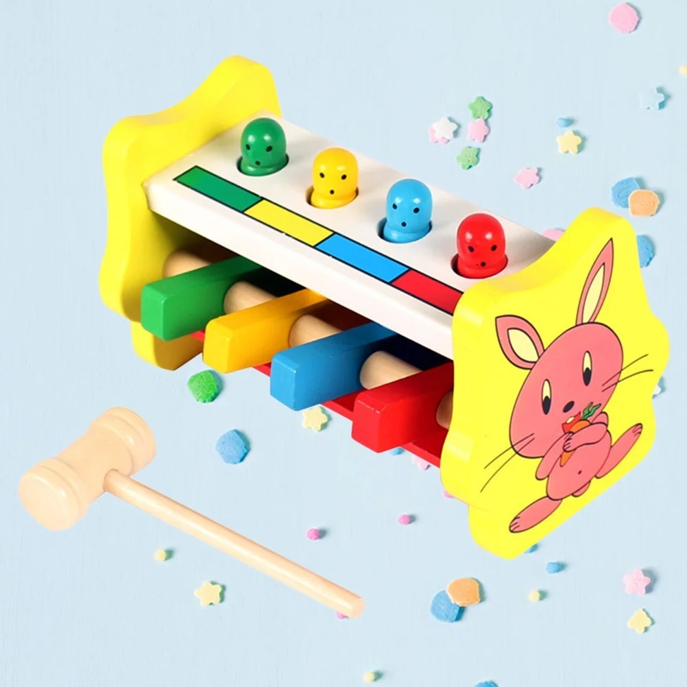 فاز المطرقة الخشبية للطفل الرضيع طفل الكرتون يطرق لعبة التنسيق بين اليد والعين الخشب #5