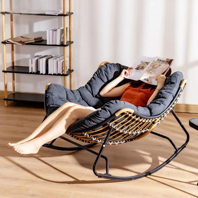 Nordic Rattan Rocking Chair Living Room Balcony Leisure Chair Adult Siesta Lazy Reclining Home Furniture
