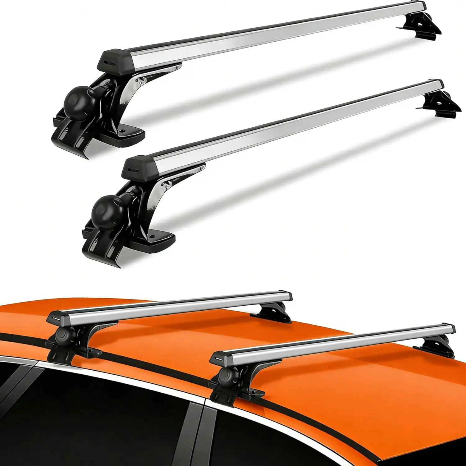 

Universal Car Top Roof Cross Bar Luggage Cargo Rack with 3 Kinds Clamp Silver Aluminum 48 Inch