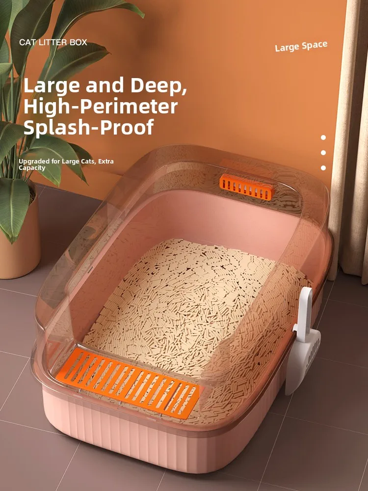

Extra Large Open Top Litter Box Semi-Enclosed Design Non-Spla Toilet for Adult s Home Daily Use PP Plastic Material