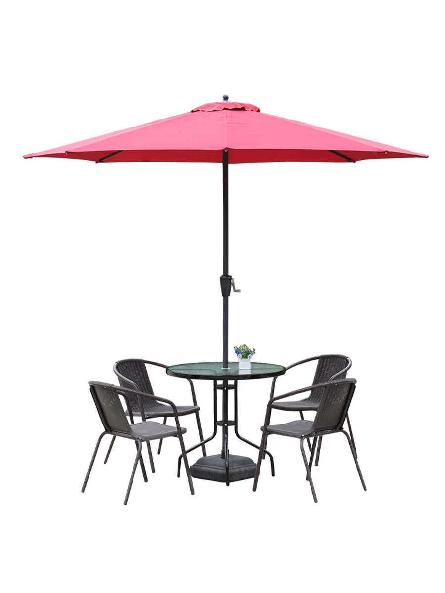 Table and chair with umbrella, rattan chair, garden combination, rattan outdoor terrace set of three to five pieces