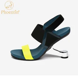 Pheontin Gladiator Sandals Women Metal High Heel Sandals  Mixed Color Open Toe Summer Women Sandals drop shipping FT1948