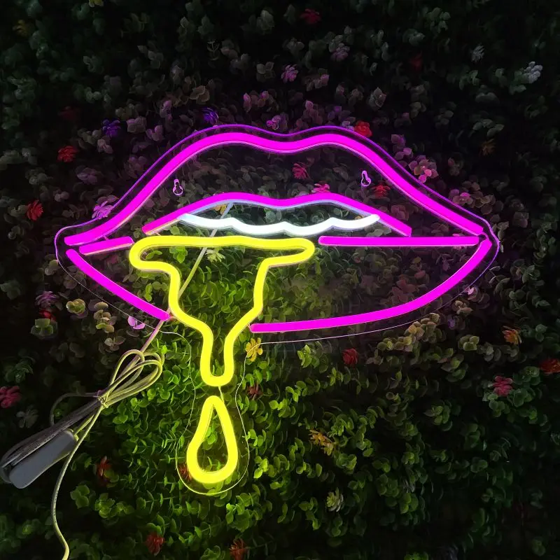 Neon LED Custom Design Pink Lip 5V (42x34cm) Wall Decoration Bedroom Decoration Party Decoration Holiday gift Wedding decoration