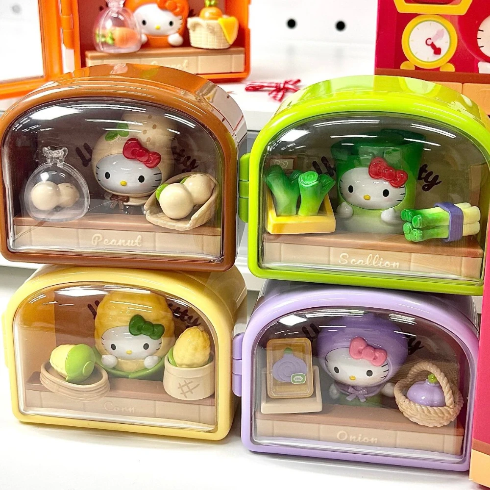 Sanrio Hello Kitty Fresh Veggie Shop Blind Box Official Kawaii Micro Scene Cartoon Figure for Desk Decor Gift Collectible Toy view 4