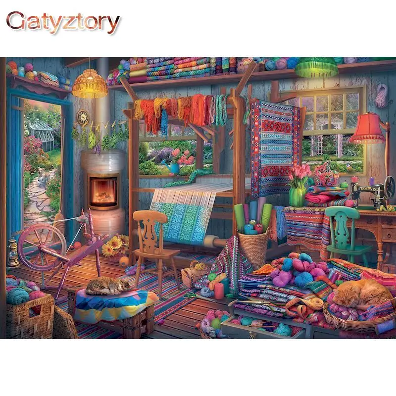 

GATYZTORY Oil Paint By Number 60x75cm Frame Store Landscape Picture By Number Hand Painted Unique Gift Modern Home Wall Artwork