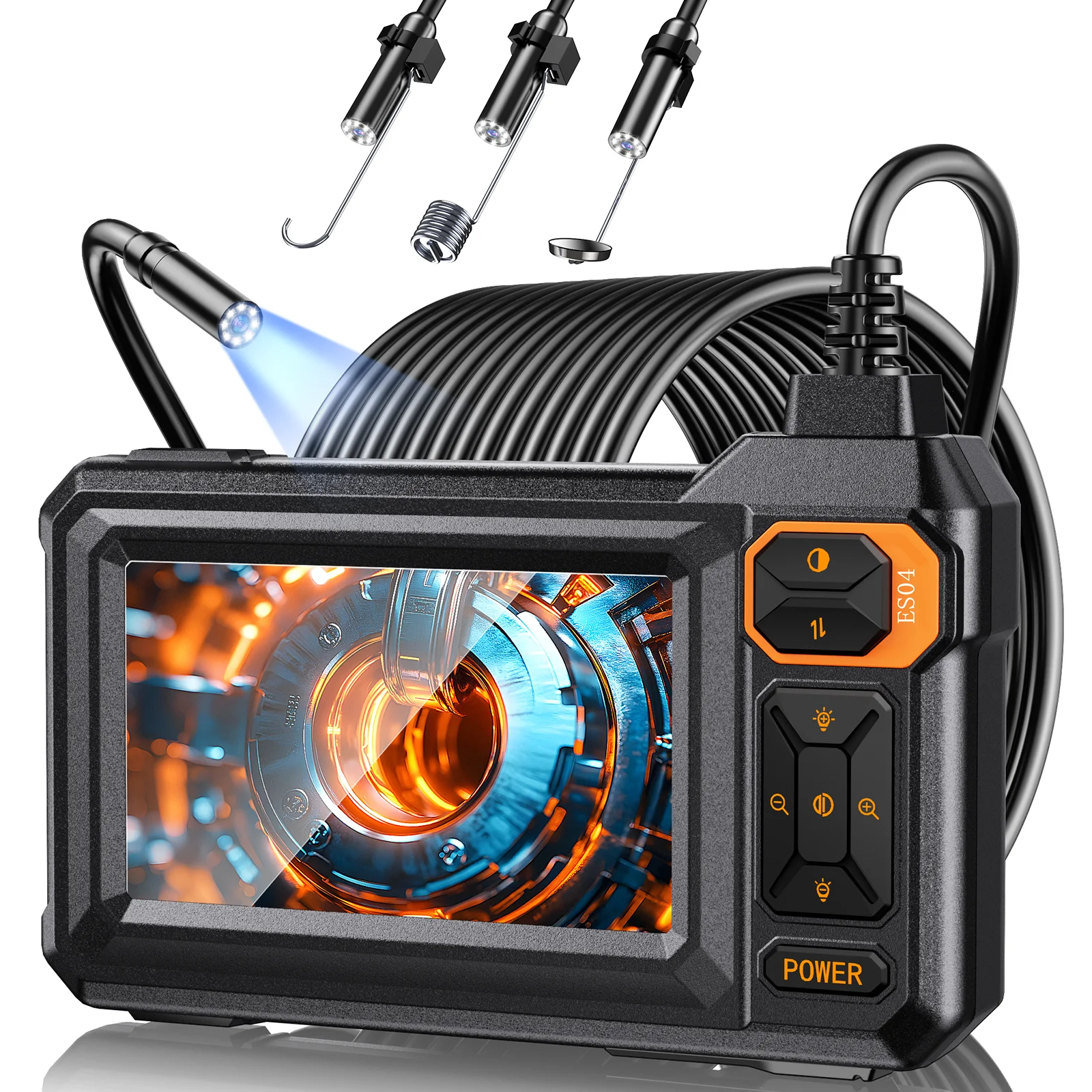 4.3 Inch Industrial Endoscope Camera HD1920P 16.5TF Single Lens Pipe Inspection Borescope for Car Sewer Inspection Camera Tool