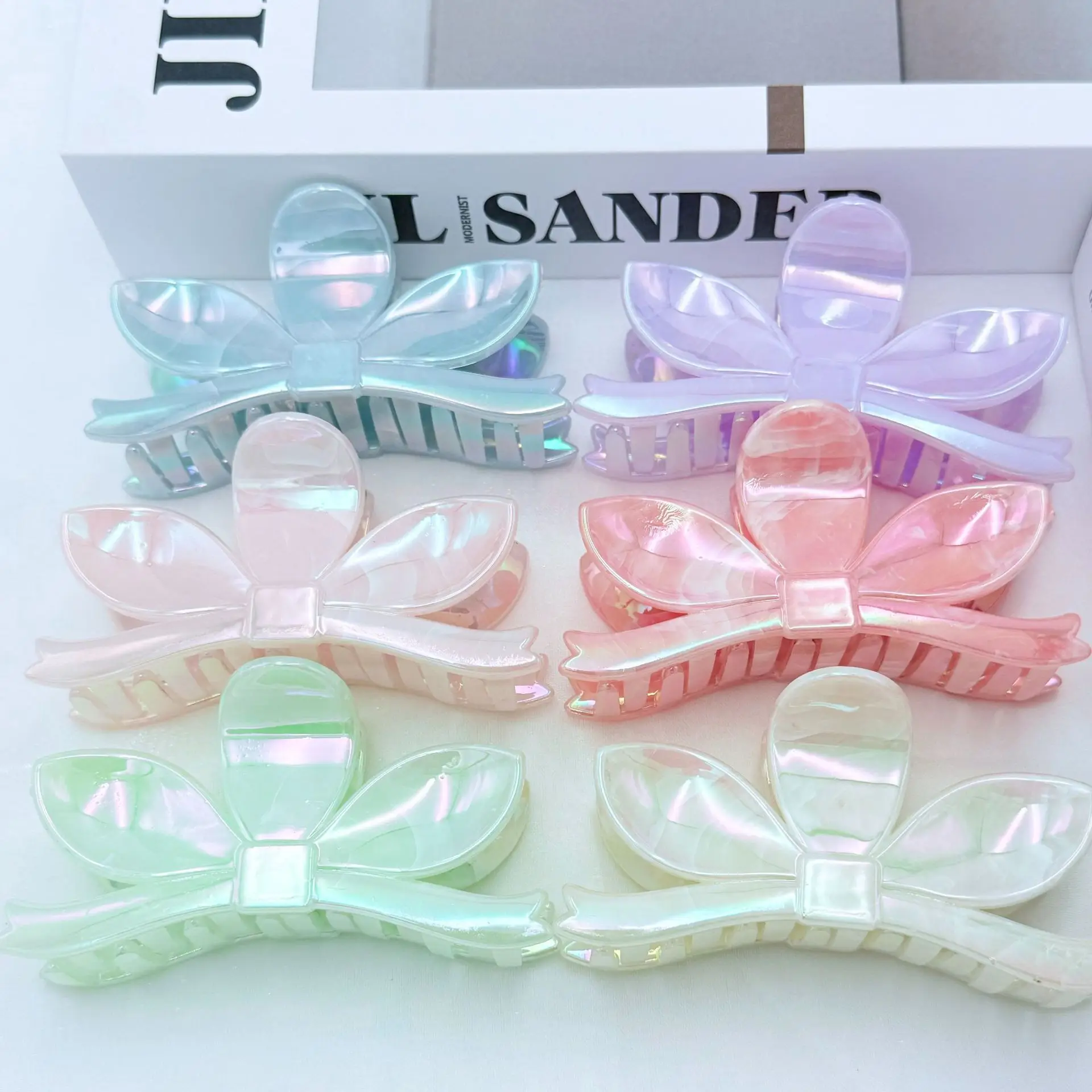 

2025 New Popular Electroplating Colorful Hair Accessories Super Fairy High-end Bow Grab Clip Female Large Shark Clip Hairpin