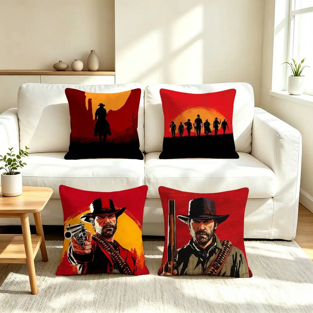 R-Red Dead Redemption 2 Game  Pillow Case Square Double-Sided Sofa Cushion Cover Bedroom Bedside Pillow