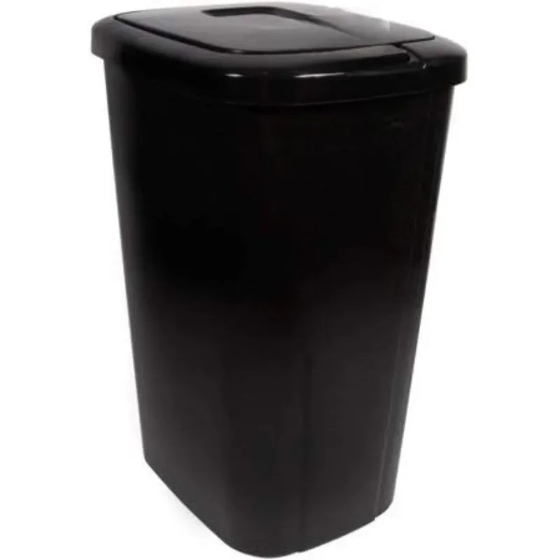 Touch-Lid 13.3-Gallon Trash Can, Black, Holds 13.3 Gallons and 50 Liters