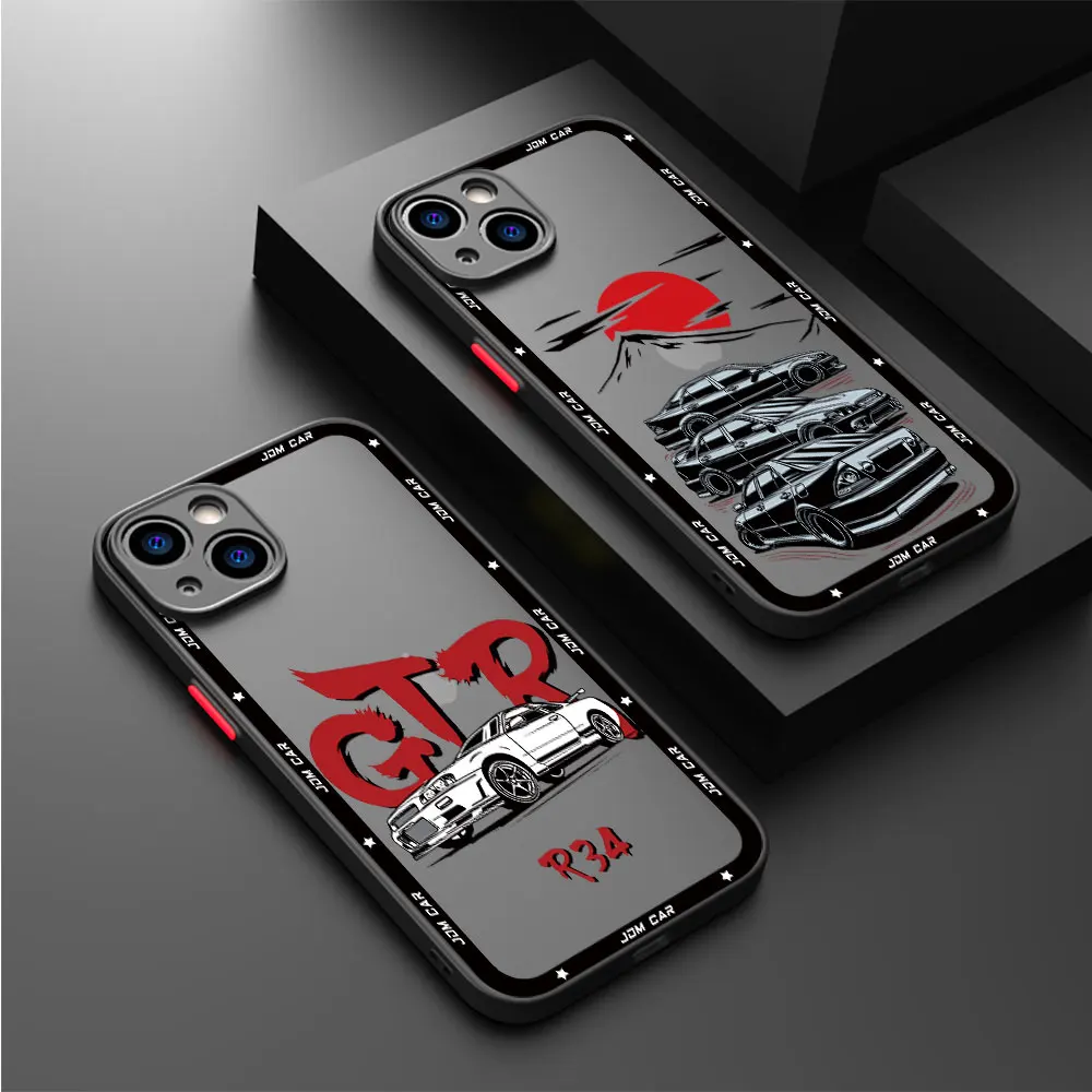 JDM Dream Car Sport Case for Apple iPhone 11 Pro XS Max XR 12 SE 15ProMax 13 Mini 14 Pro 7 8 Plus Silicone Luxury Matte Cover