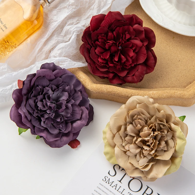 10 Stück Künstliche Blumen für Heimdekoration, Hochzeit, Garten, Rosenbogen, Bastelmaterial, Seiden-Dahlien, Künstliche Pfingstrosen, Weihnachtskranz – Detail 5