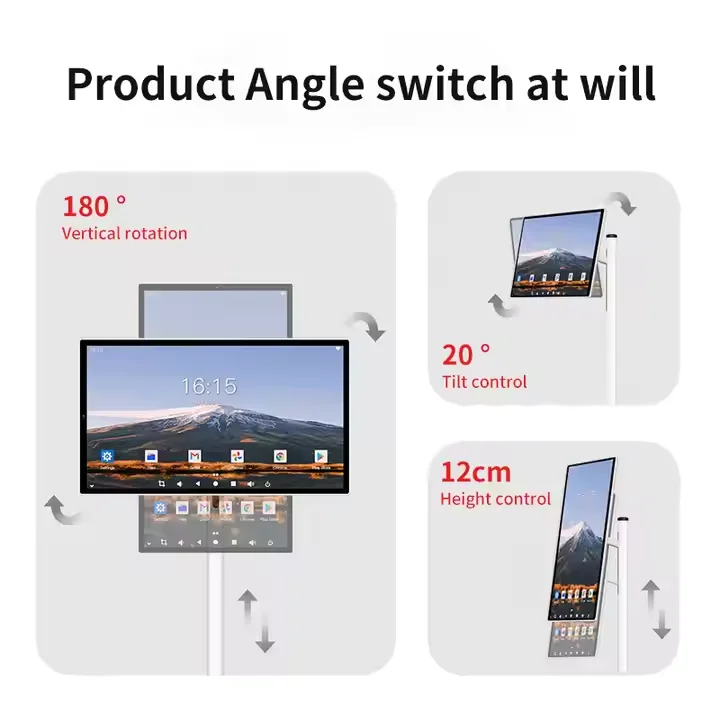 27-Inch Full HD Android 12 Smart TV Portable Vertical LCD LED White Battery Powered Wheel-Enabled Wireless Inteligentes