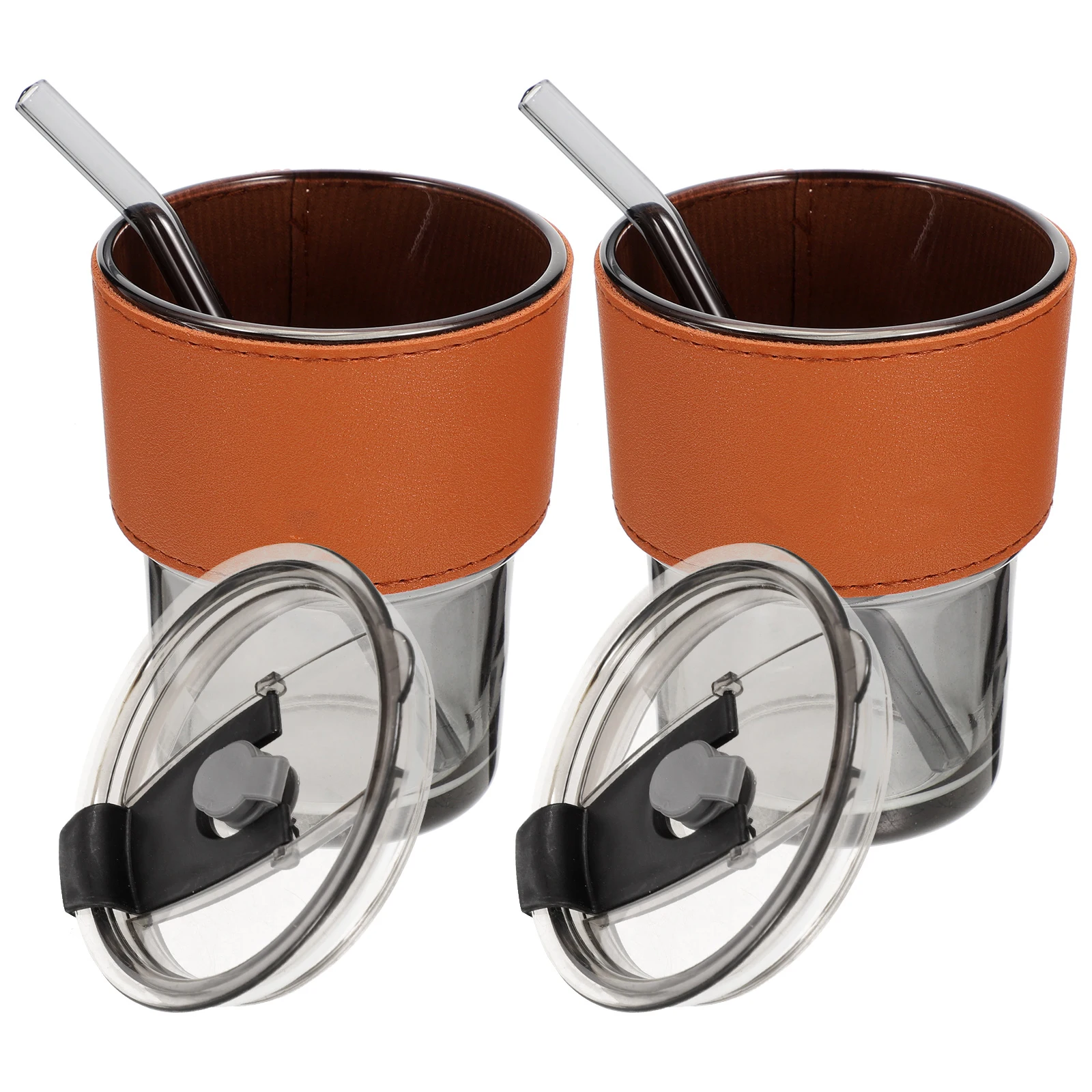 

2 шт. стеклянная чашка, бутылка для сока с соломенной крышкой, чашка для молока, кофе, чая, напитка, практичная легко чистящаяся стеклянная кружка