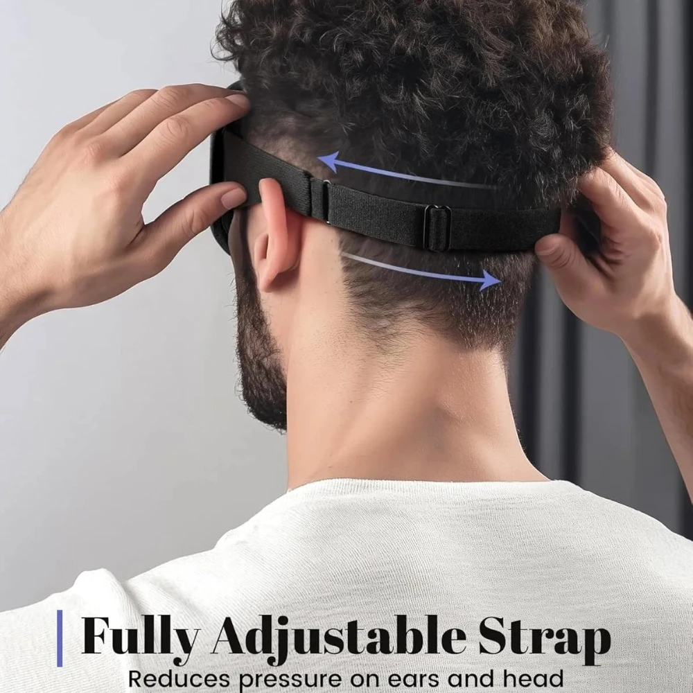 قناع النوم، قناع العين للتعتيم للنوم - قناع عين مريح ناعم ومسامي ثلاثي الأبعاد للنوم - حزام قابل للتعديل للجنسين