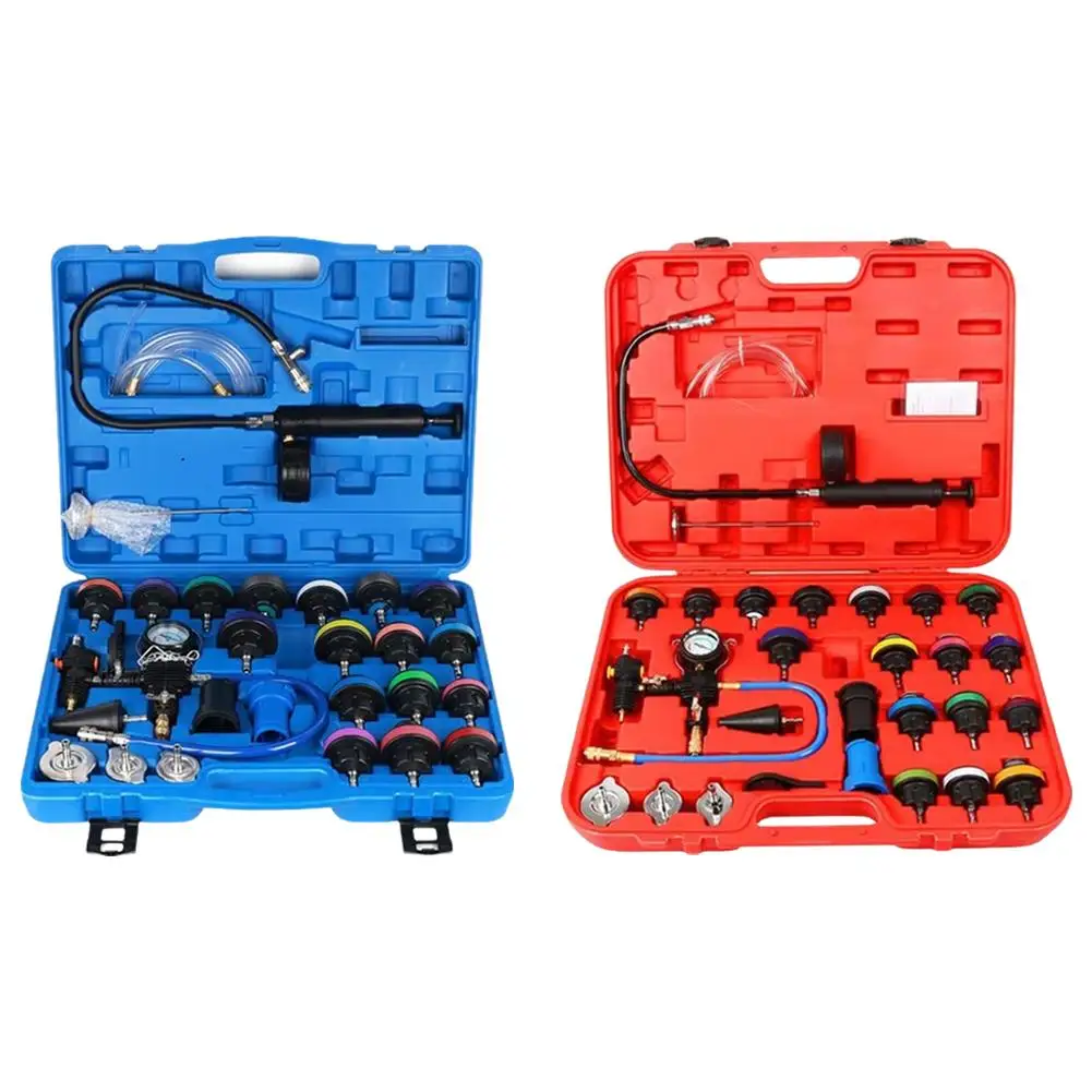 28pcs Car Radiator Coolant Pressure Tester Vacuum Refill Tool Kit Vacuum Type Coolling System Kit Auto Coolant Purge Refill Kit