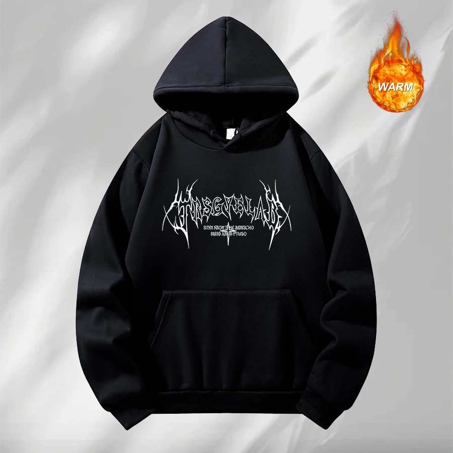 Men's Trendy Gothic Word Print Hoodies Fashionable Casual Autumn And Winter Warm For Daliy Street Commute Sports Sweatshirt