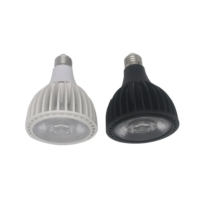 Regulable 10W 15W 25W PAR20 PAR30 PAR38 COB lámpara foco E27 bombilla iluminación interior AC110-240V cuerpo negro/blanco
