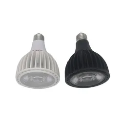 Dimmable 10W 15W 25W PAR20 PAR30 PAR38 COB Lamp Spotlight E27 Bulb Indoor Lighting AC110-240V Black/White Body