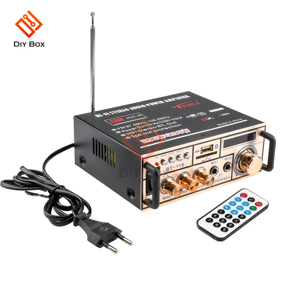 Mini HiFi Digital Bluetooth Audio Power Verstärker 12V/ 220V 2CH LCD Display Digital Bluetooth FM Radio Auto hause Verstärker