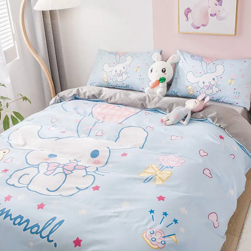 Imagem -02 - Sanrio Cinnamoroll Cartoon Bedding Conjunto para Crianças Capas de Edredão Colcha Fofo Estilo Princesa Presentes para Meninas Decoração