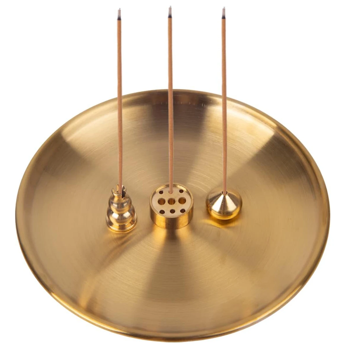 For 4 in 1 Metal Incense Burner for Yoga Brass Incense Holder Palo Santo Holder Sage Holder Incense Tray Ash Catcher Home Decor