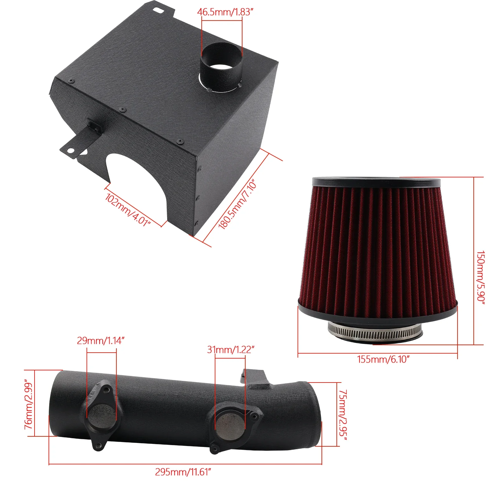 For Honda Cold Air Intake Pipe Short Ram Filter Heat Shield Kit For 2018-2022 Accord 2.0L Turbo