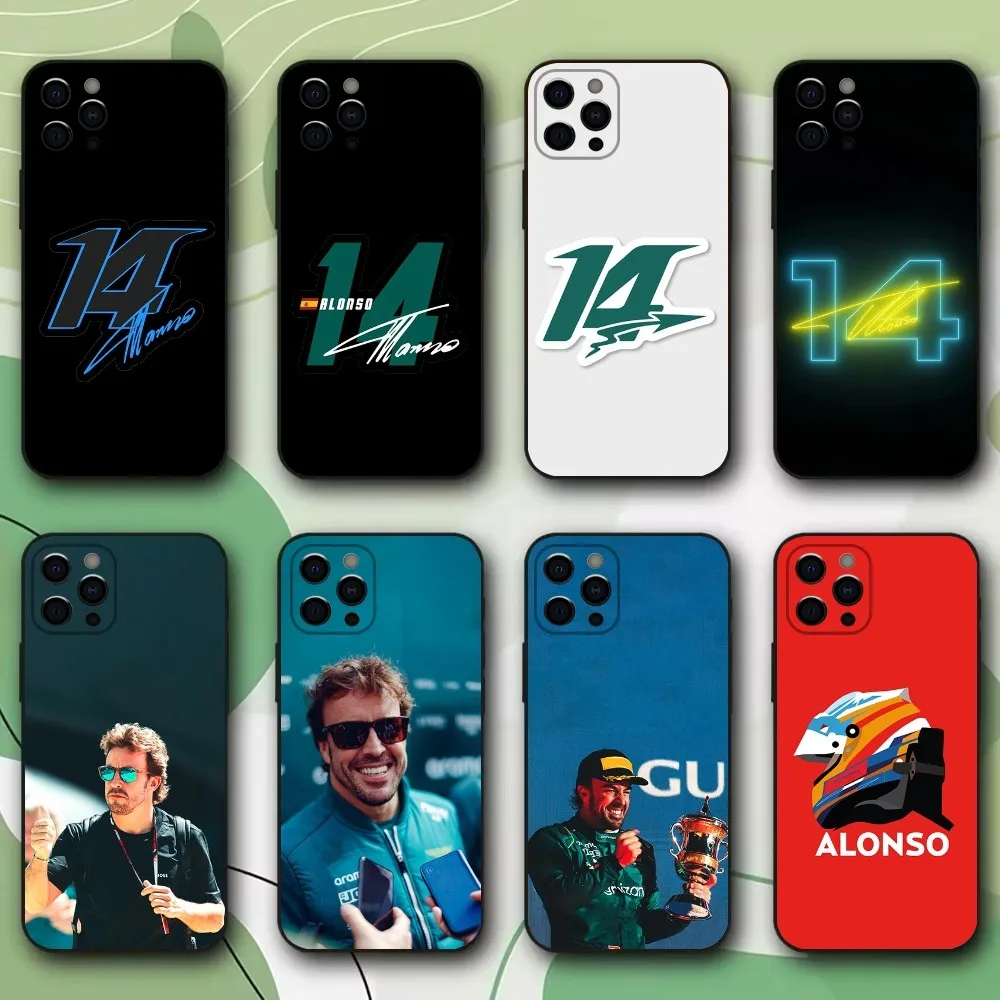 F1 Racing 14 Fernando A-Alonso Phone Case For iPhone 15,14,13,12,11,Pro,X,XS,Max,XR,Plus,Mini Soft Black Cover