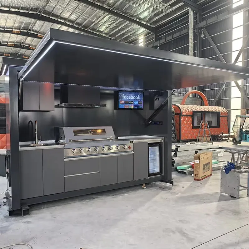 Customized Modular Prefab Breathable Modern Design Steel Structure Rectangle Food Kiosk Coffee Shop Outdoor Container House