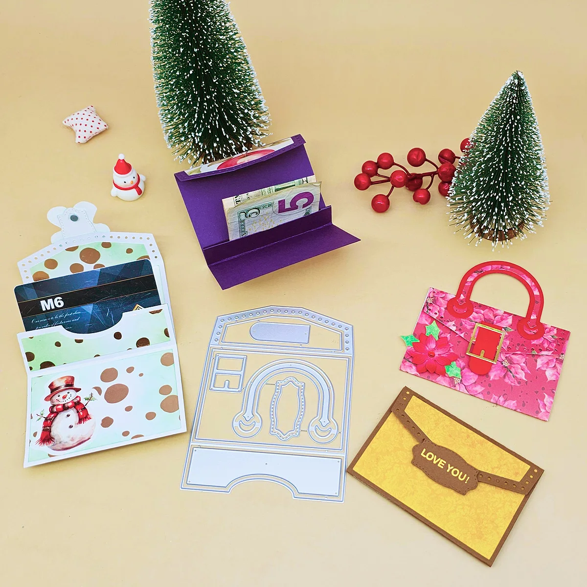 1 pièce Matrice de découpe en métal pour porte-carte cadeau, pour emballage cadeau, cartes à monnaie, artisanat papier, fabrication de cartes faites main, emballages cadeaux DIY