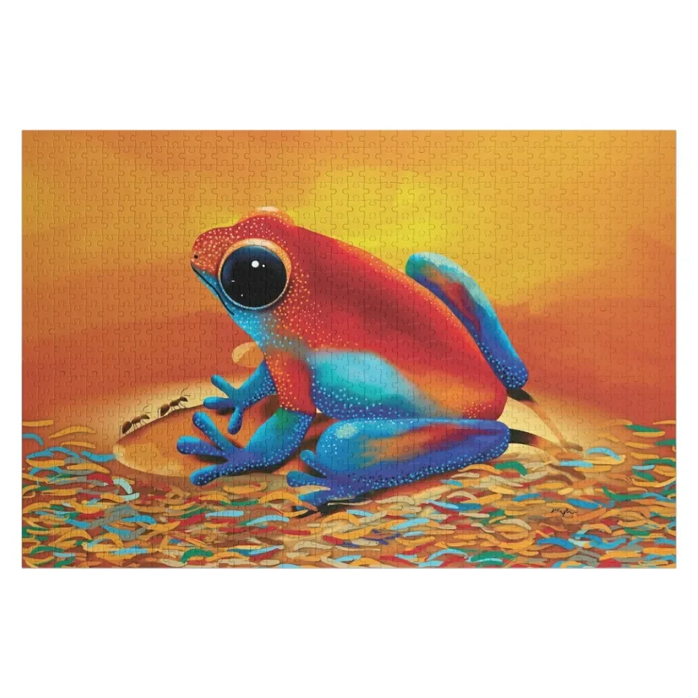 

Strawberry Dart Frog Sunset Jigsaw Puzzle Customized Picture Personalized Photo Gift Wood Photo Personalized Wood Animals Puzzle