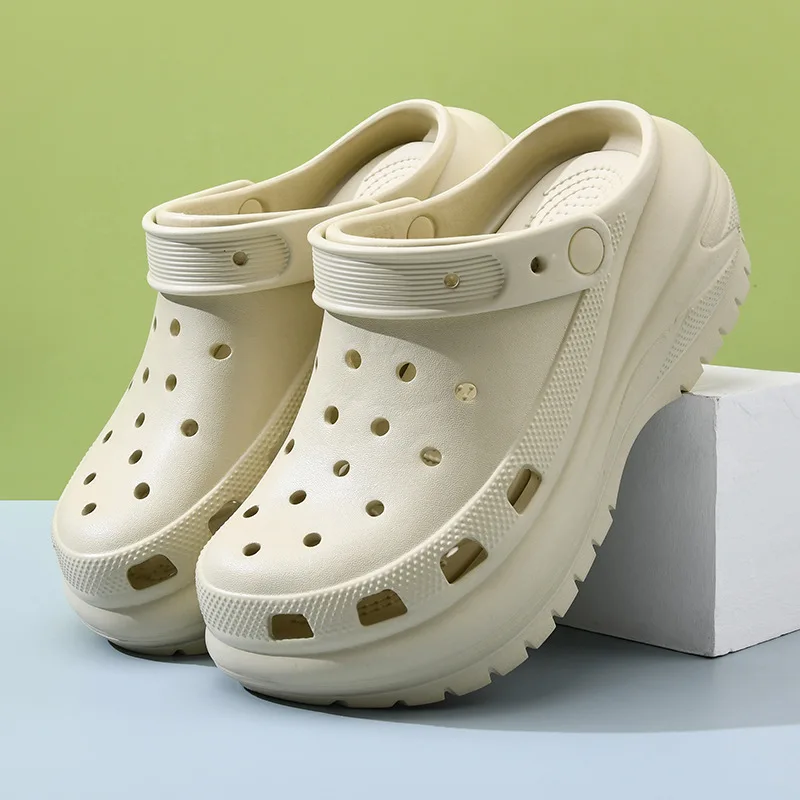 

Женские туфли с нижним отверстием, лето 2022, новые легкие колеса, толстые пляжные дышащие губчатые тапочки 7 см