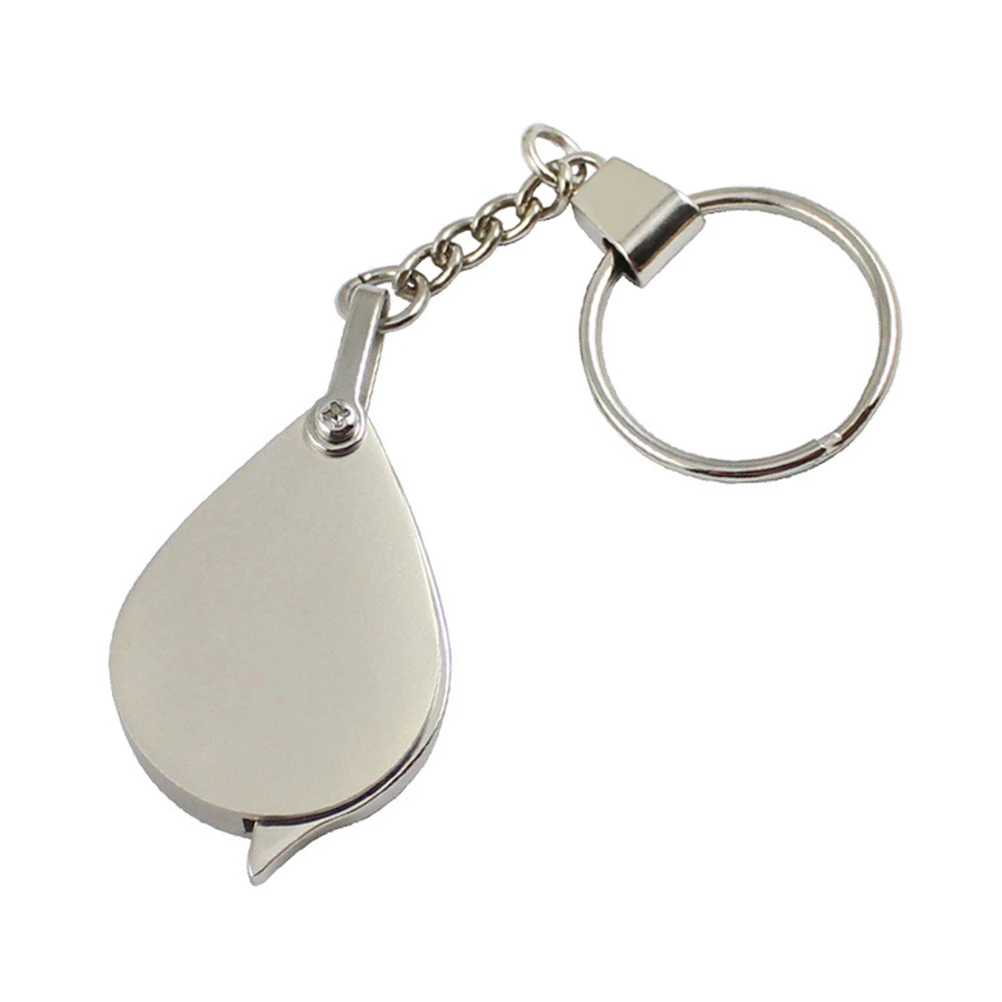 

8 X Magnifier Portable Magnifying Glass Metal Lens Key Chain Handheld Silver Optic