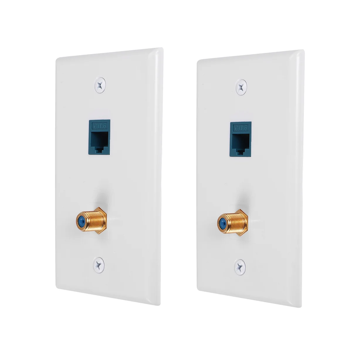SMIEA Presa per piastra a muro coassiale Ethernet da 2 confezioni con 1 porta Keystone Cat6 e 1 porta coassiale tipo F placcata in oro Piastre a muro RJ45